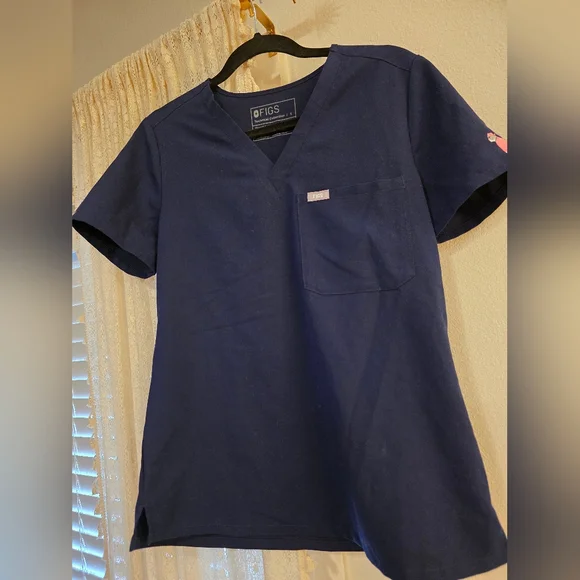 Figs Navy Blue Scrub Top Size S - Picture 1 of 2